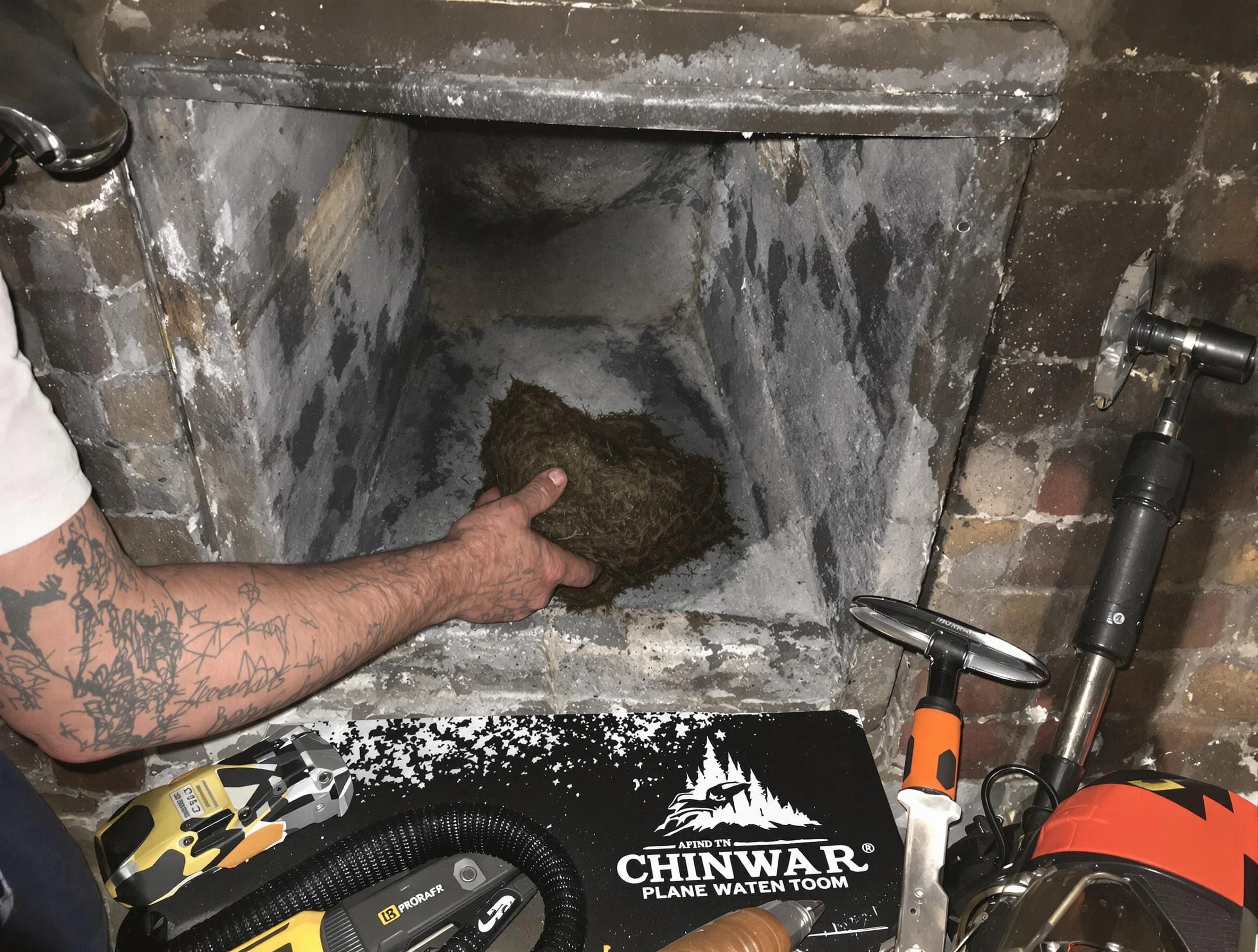 Christiana Chimney Sweep safely removing debris and screening chimney in Christiana, TN