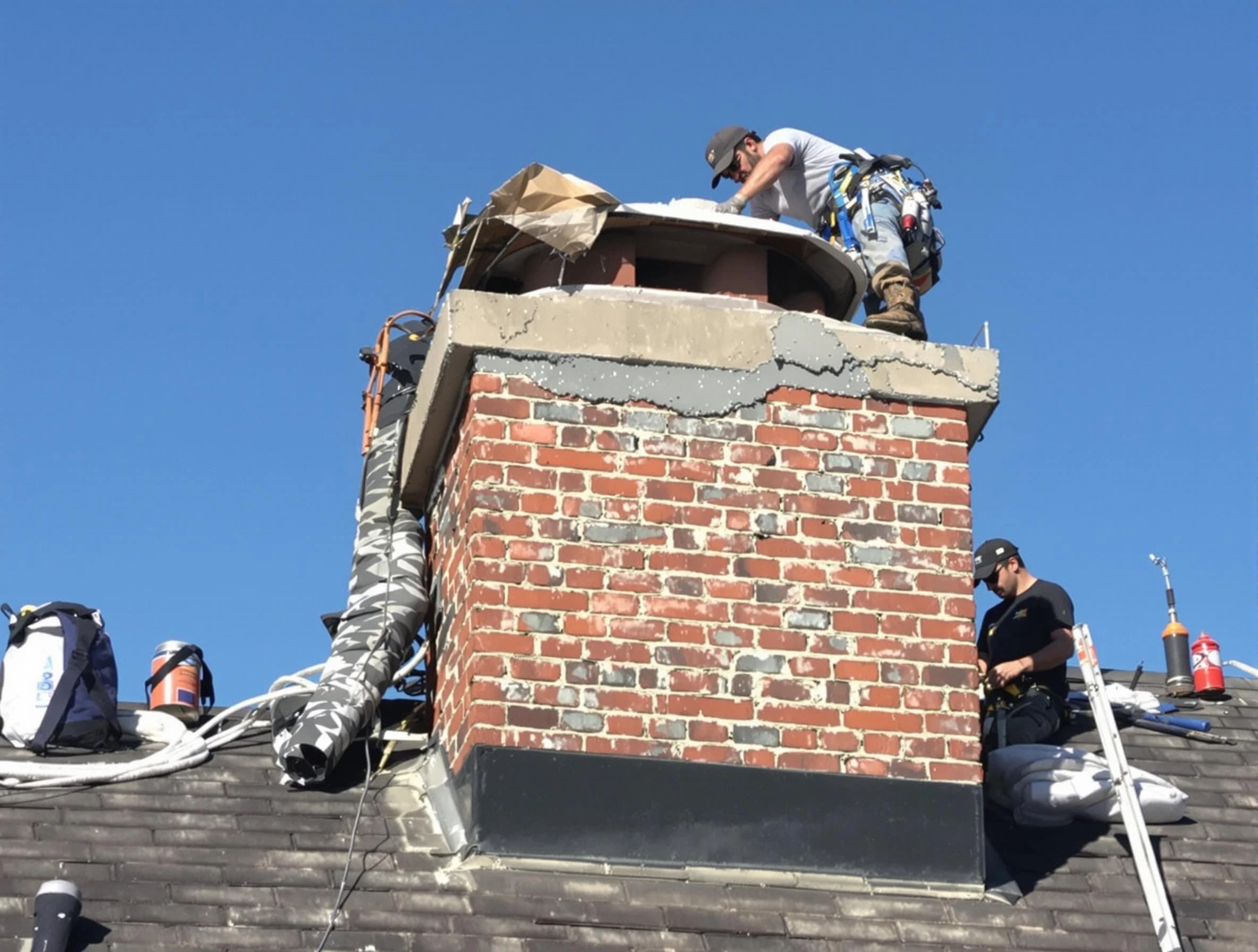 Christiana Chimney Sweep installing a custom chimney crown in Christiana, TN