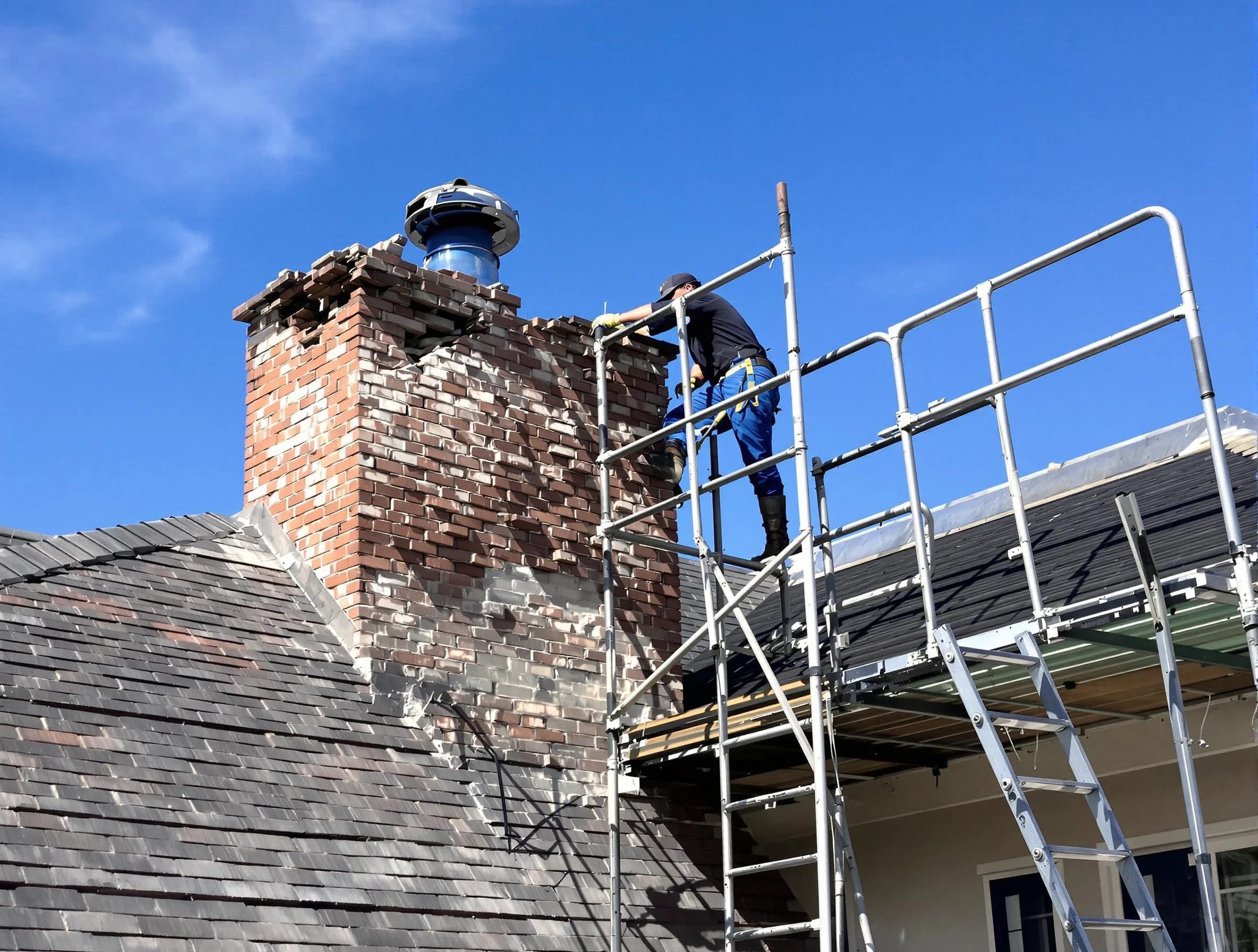 Rebuilding a chimney structure by Christiana Chimney Sweep in Christiana, TN