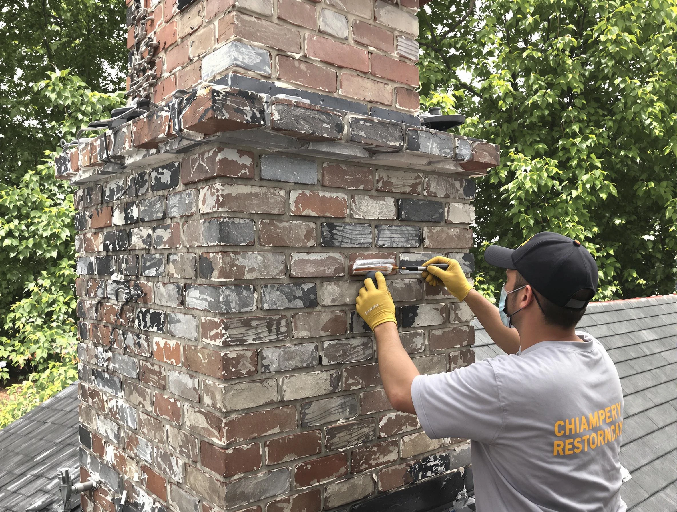 In-progress chimney restoration by Christiana Chimney Sweep in Christiana, TN